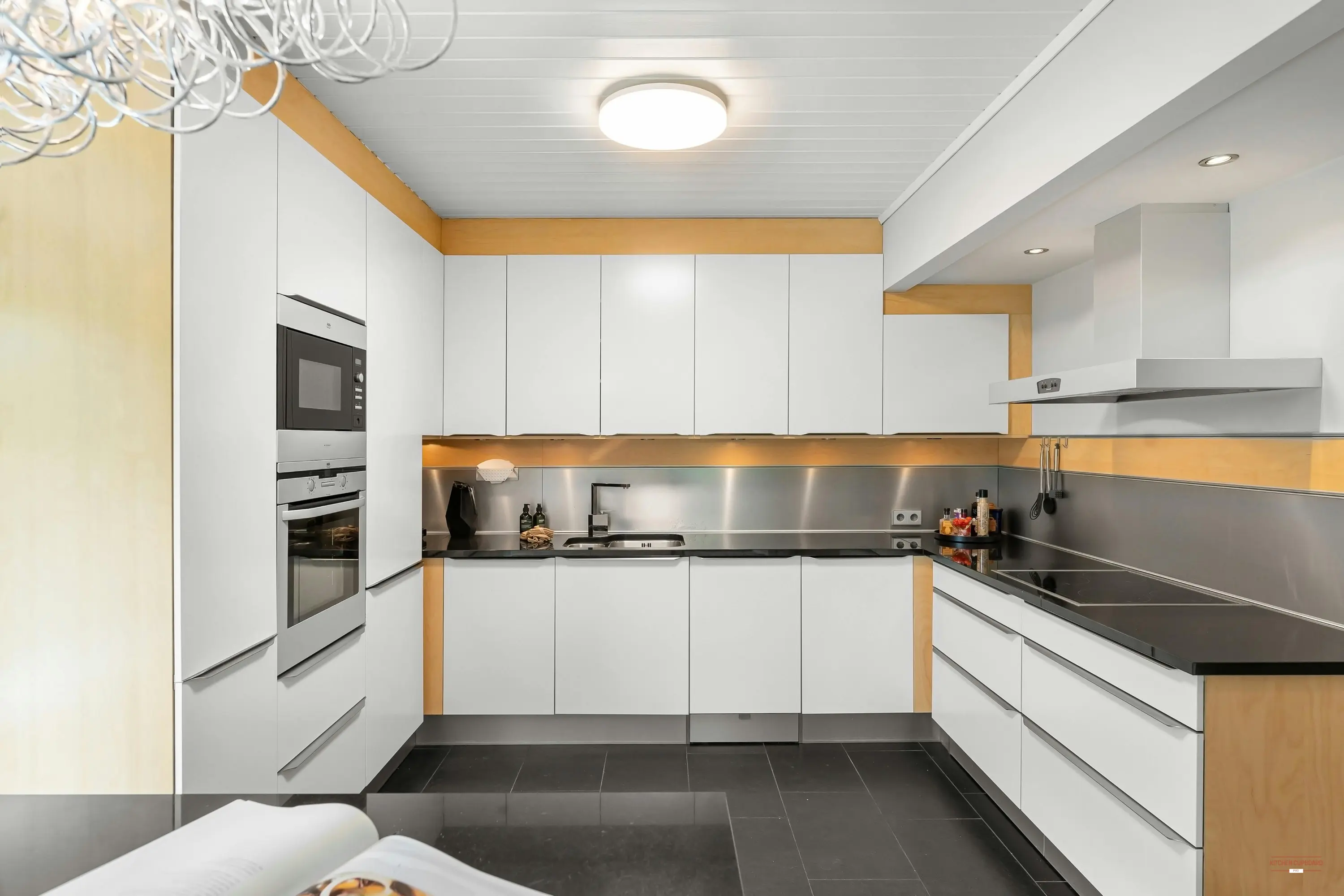 Built-in kitchen cupboards with clean lines